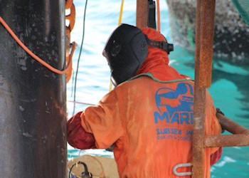 Coded welding on pile sleeve, sohar jetty, oman