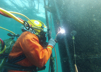 Coded welding on pile sleeve, sohar jetty, oman