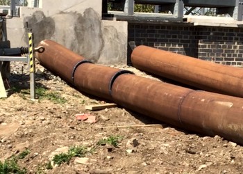 Steel pipes cut to size for disposal