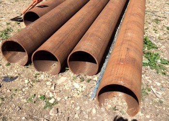 Steel pipes cut to size for disposal